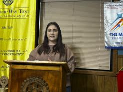 Breckenridge Chamber of Commerce Executive Assistant Maylun VanWinkle spoke to the Rotary Club of Breckenridge during it's meeting Tuesday, April 9 about the upcoming Frontier Days event taking place May 3-4. Photo/Mike Williams